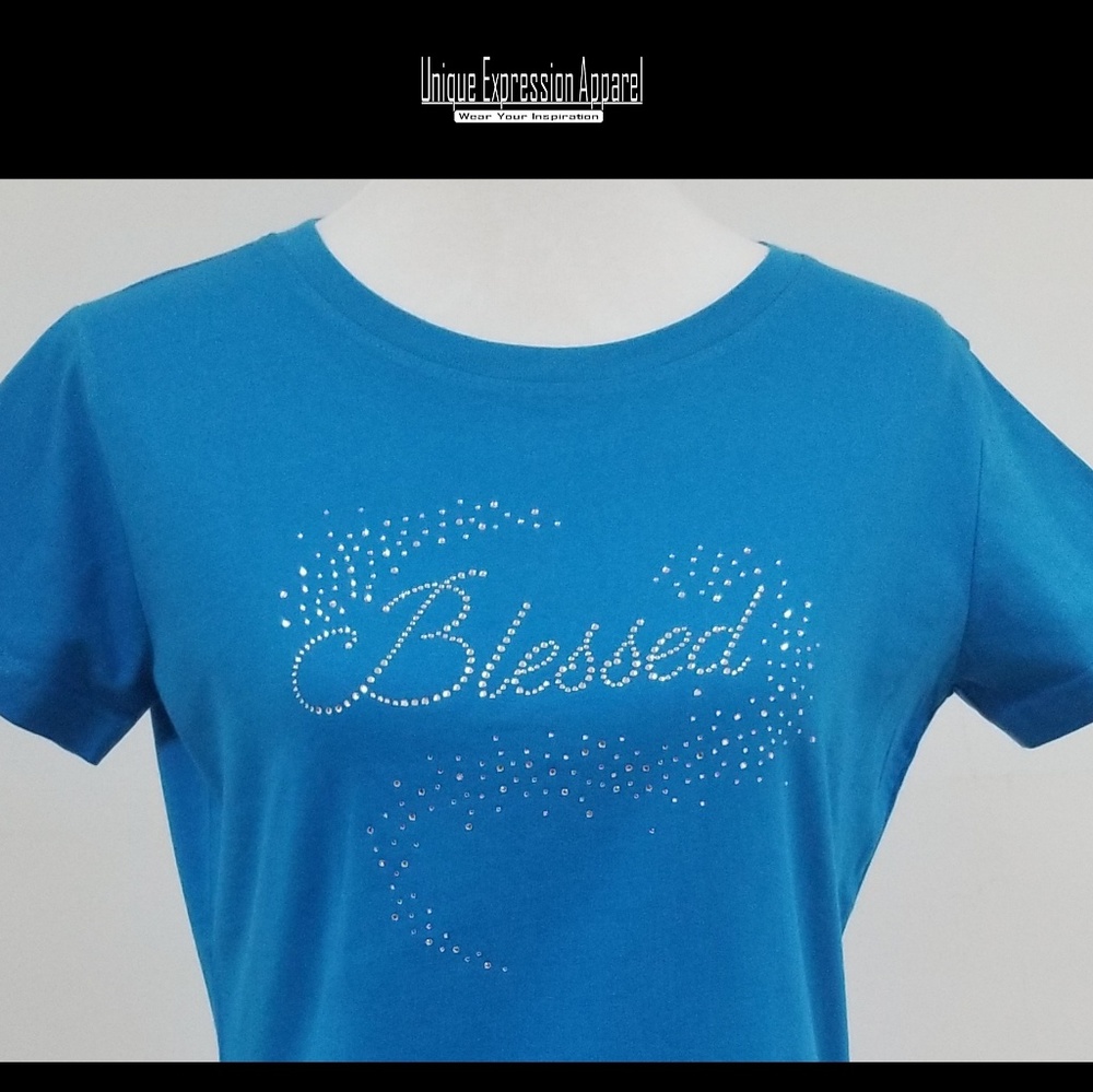 "Blessed" dressy cobalt graphic tee